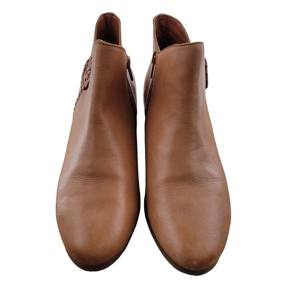 Jack Rogers Peyton Ankle Boots Size 7 Light Brown Leather Whipstitching Low Heel - Picture 4 of 10